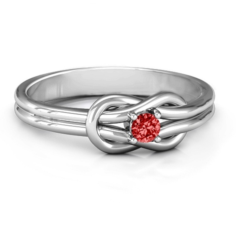 Love Knot Ring with Engraved Message Love Knot Ring with infinity-knot design and round centre stone