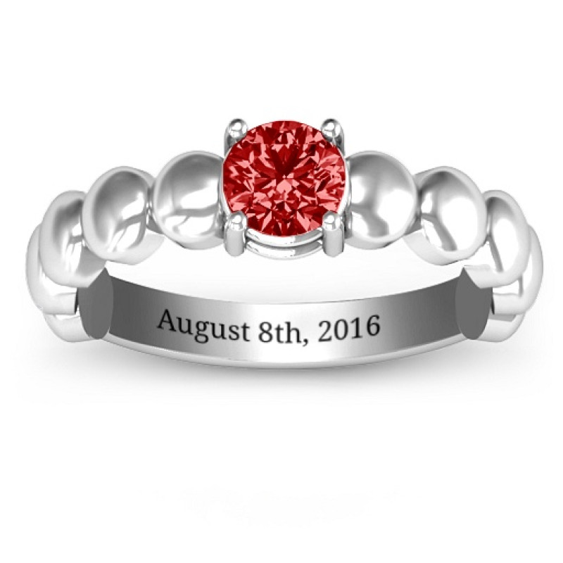 Love Story Promise Ring with round centre stone and circular side detailing