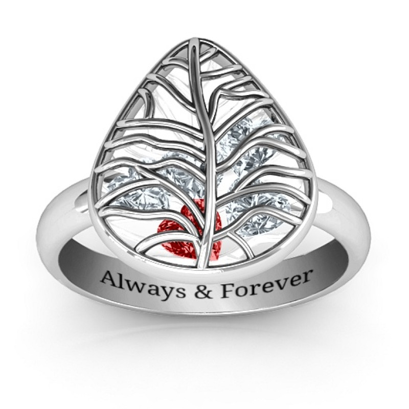 Lovely Lilac Cage Leaf Ring Lovely Lilac Cage Leaf Ring with heart-cut stone settings