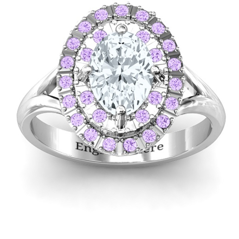 Margaret Double Halo Ring Margaret Double Halo Ring with oval centre stone and round accent stones