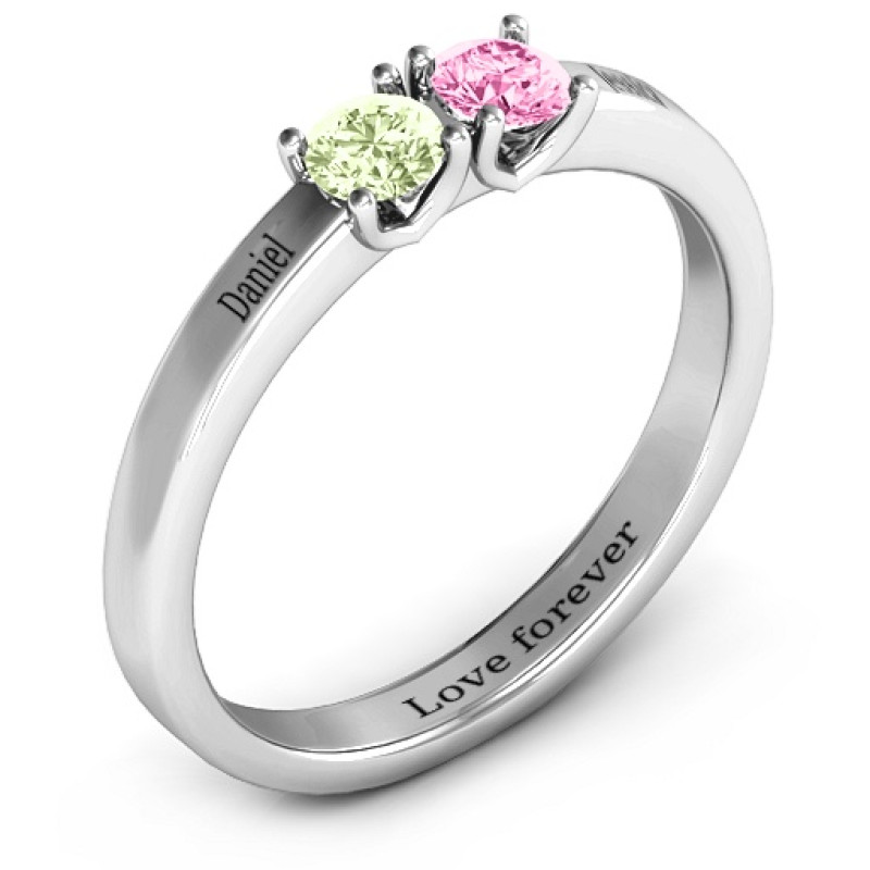 Meet In The Middle Two Stone Ring with two round centre stones