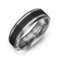 Men's Black Carbon Fiber Inlay Polished Tungsten Ring Men's polished tungsten ring with black carbon fiber geometric inlay