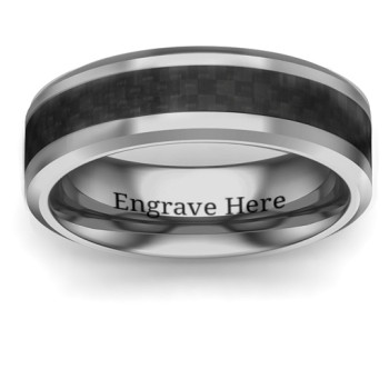 Men's Black Carbon Fiber Inlay Polished Tungsten Ring Men's Black Carbon Fiber Inlay Polished Tungsten Ring