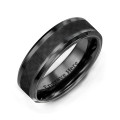 Men's Black Nightfall Ceramic Ring Men's Black Nightfall Ceramic Ring with black carbon fiber detail