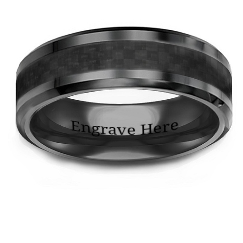 Men's Black Nightfall Ceramic Ring Detail Men's Black Nightfall Ceramic Ring detail view