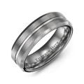 Men's Brushed Grooved Centre Beveled Tungsten Ring Men's brushed grooved centre beveled tungsten ring
