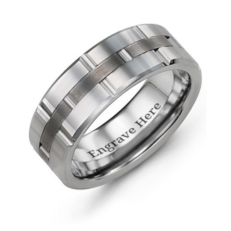 Men's Grooved Layers Tungsten Ring Men's grooved layers tungsten ring