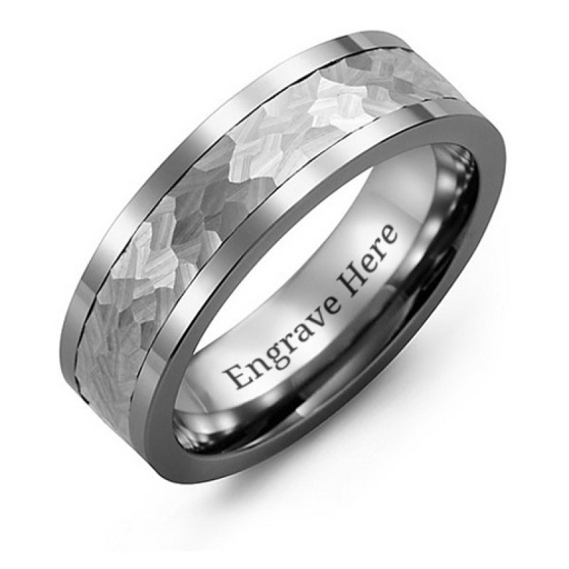 Men's Hammered Tungsten Band Ring Men's hammered tungsten band ring