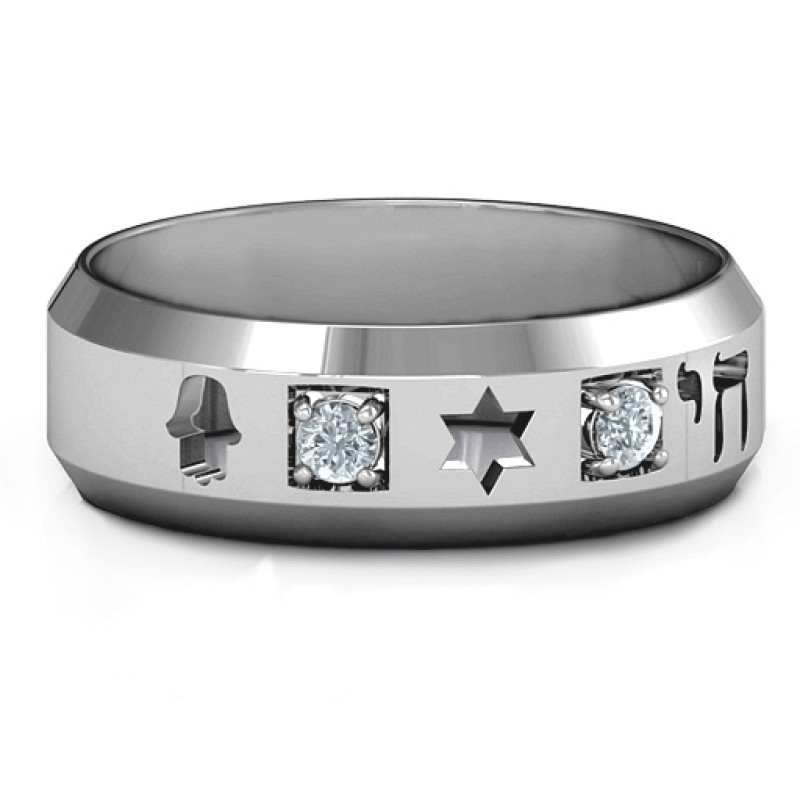 Men's Judaica Ring Men's Judaica ring with Chai, Star of David and Hamsa symbols