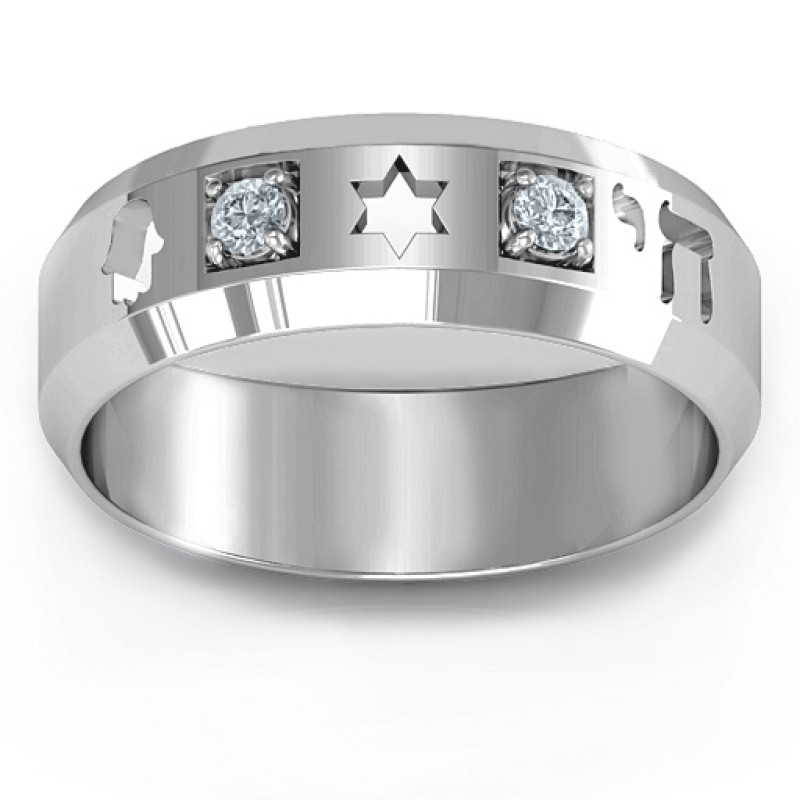 Men's Judaica Ring Men's Judaica ring with Chai, Star of David and Hamsa symbols
