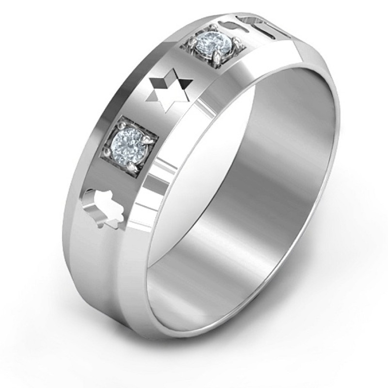 Men's Judaica Ring Men's Judaica ring with Chai, Star of David and Hamsa symbols