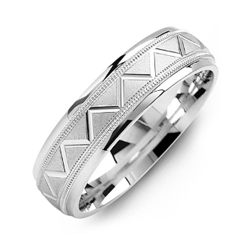 Men's Milgrain Zig-Zag Pattern Ring Men's milgrain ring with a zig-zag pattern