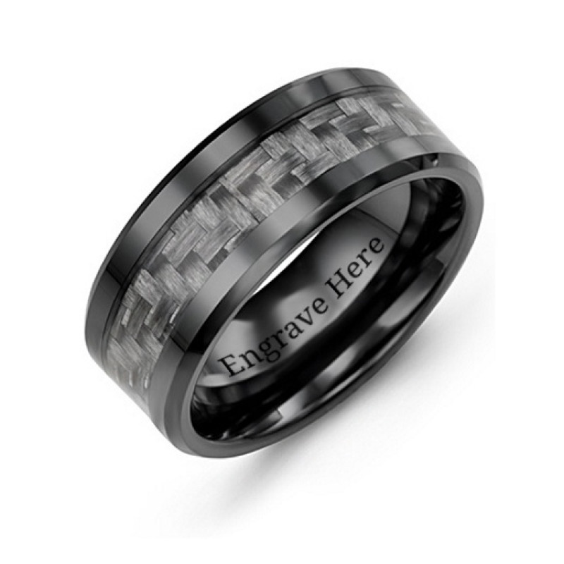 Men's Nightfall Ceramic Ring Men's Nightfall ceramic ring with black carbon fiber detail
