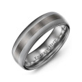Men's polished brushed centre tungsten ring