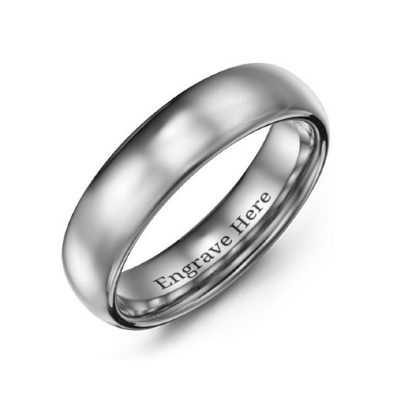 Men's 6mm Tungsten Ring with Polished Insert Men's 6 mm matte tungsten dome ring with polished insert