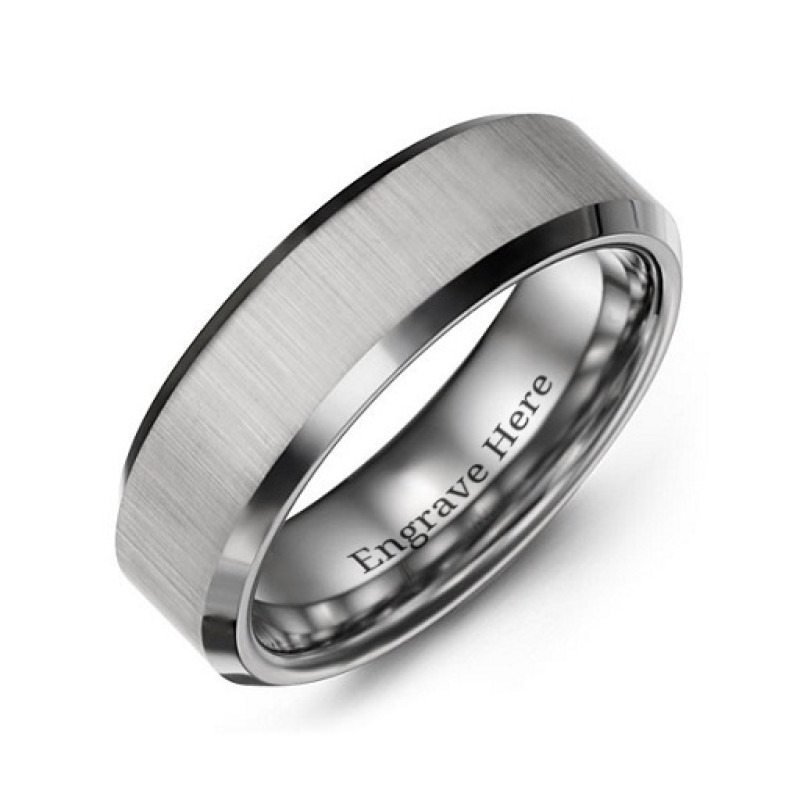 Men's Satin Finish Centre Polished Tungsten Ring Men's tungsten ring with a satin-finish centre and polished band