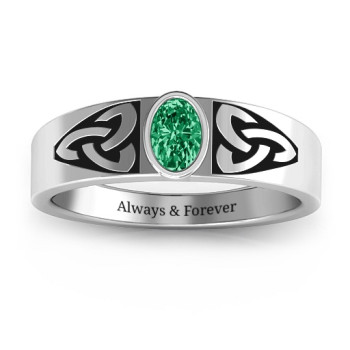 Men's Trinity Knot Ring With Oval Stone Men's Trinity Knot Ring With Oval Stone