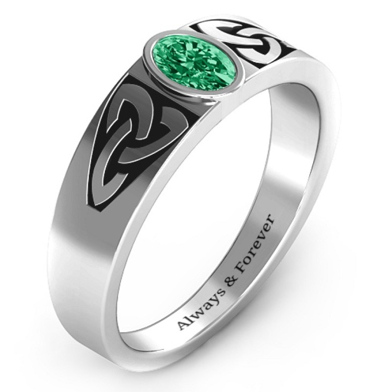 Men's Trinity Knot Ring with oval centre stone