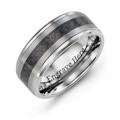 Men's Trinity tungsten ring with brushed stripes and black carbon-fibre inlay