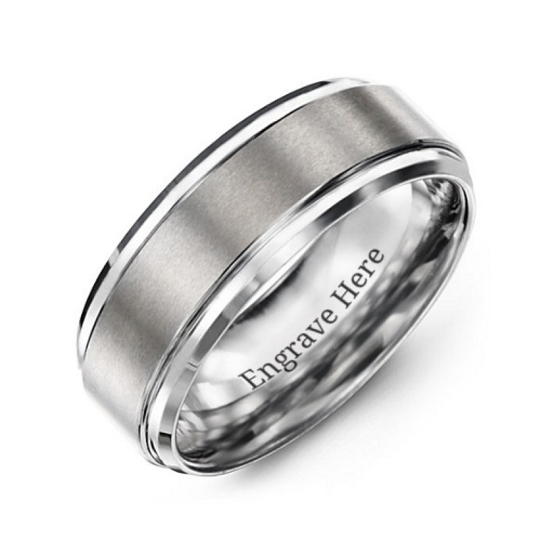 Men's Tungsten Brushed Centre Ring Men's tungsten ring with a brushed centre and polished edges