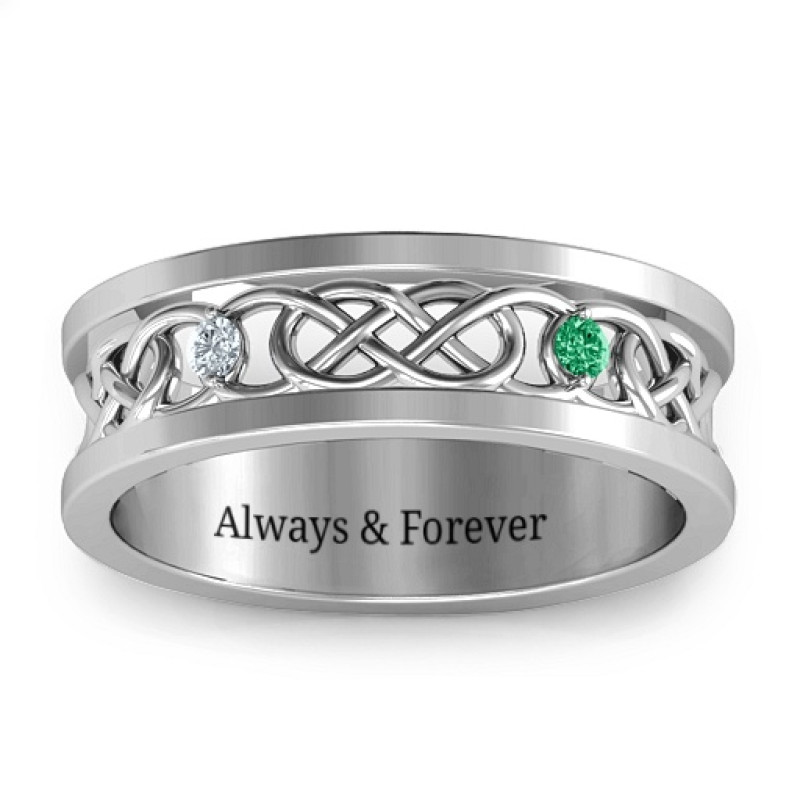 Men's Two-Stone Interwoven Infinity Band Men's two-stone interwoven infinity band ring view