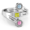 Modern Birthstone Ring Modern Birthstone Ring with a central stone and two side stones