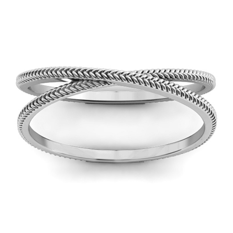 Modern Crossover Ring - View 2 Modern crossover ring with braided detail