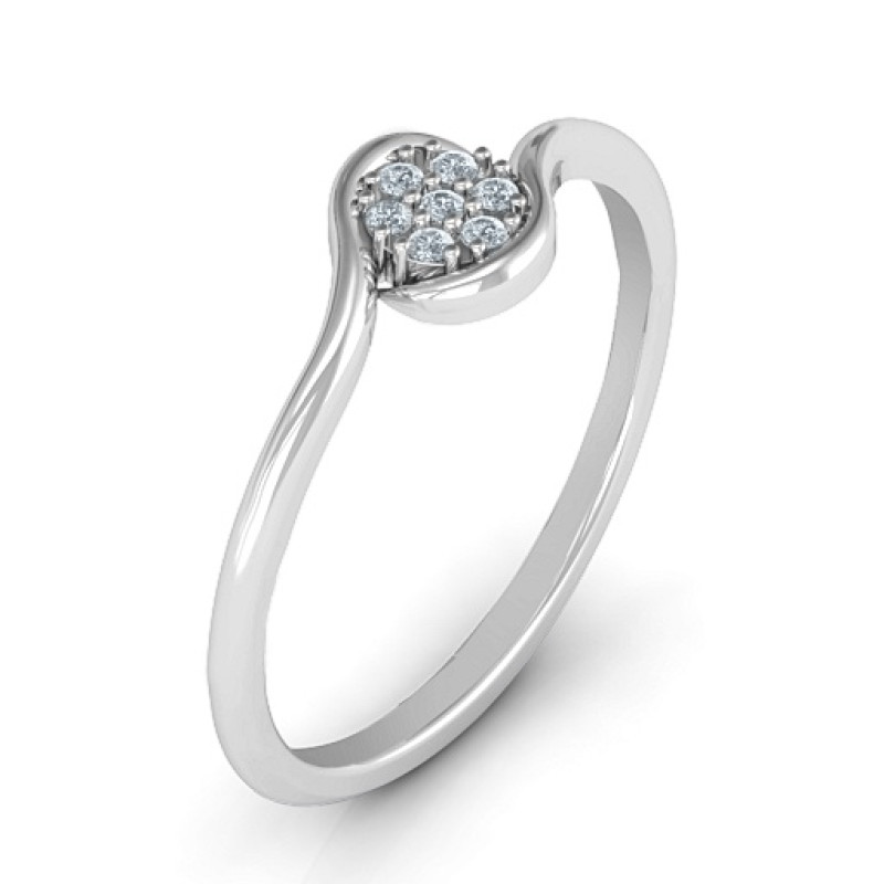 Modern Flair Ring with a central seven-stone round cluster