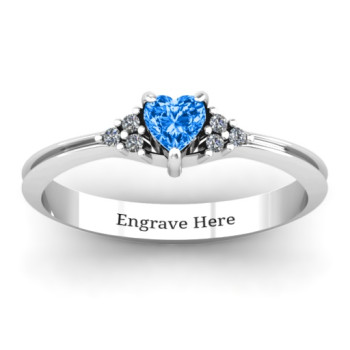 Narrow Heart Ring with Shoulder Accents Narrow Heart Ring with Shoulder Accents