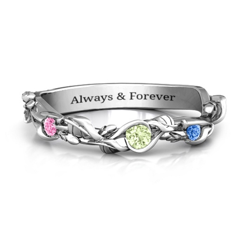 Organic Leaf Accented Band Organic Leaf Accented Band personalised ring
