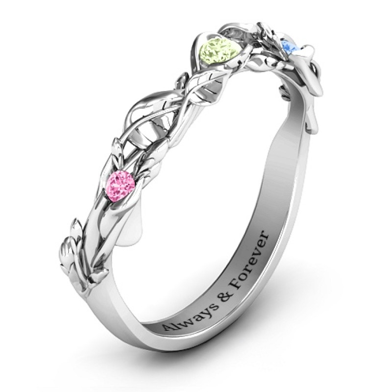 Organic Leaf Accented Band Organic Leaf Accented Band personalised ring