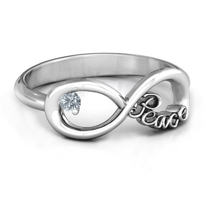 Peace Infinity Ring with Round Stone Peace Infinity Ring with a round stone