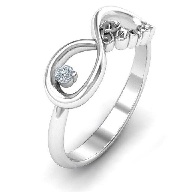 Peace Infinity Ring with Round Stone Peace Infinity Ring with a round stone