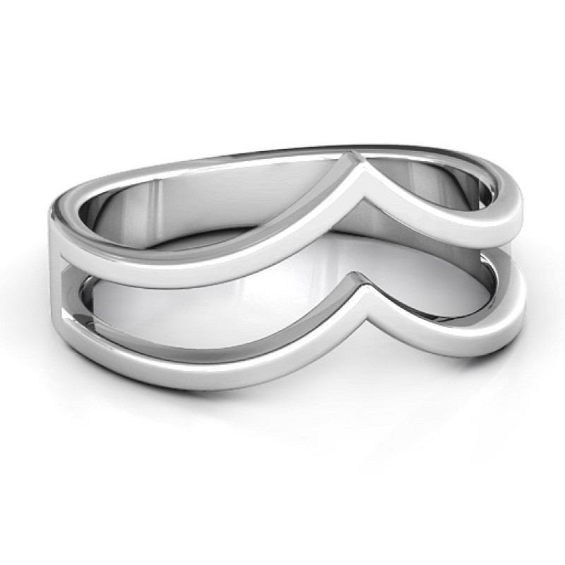 Peaks and Valleys geometric double-V ring
