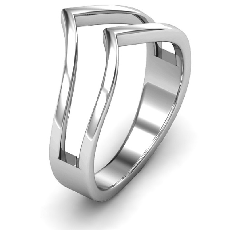 Peaks and Valleys geometric double-V ring product view