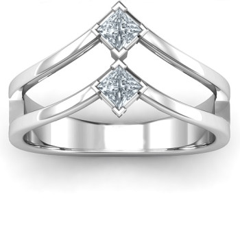 Peaks and Valleys Geometric Ring With Princess Stones Peaks and Valleys Geometric Ring With Princess Stones