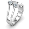 Peaks and Valleys geometric ring with princess-cut stones, detail view