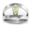Pear With Flair Engraved Birthstone Ring Pear With Flair ring with a pear-cut stone and split-shank detailing