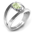 Pear With Flair Engraved Birthstone Ring Pear With Flair ring with a pear-cut stone and split-shank detailing