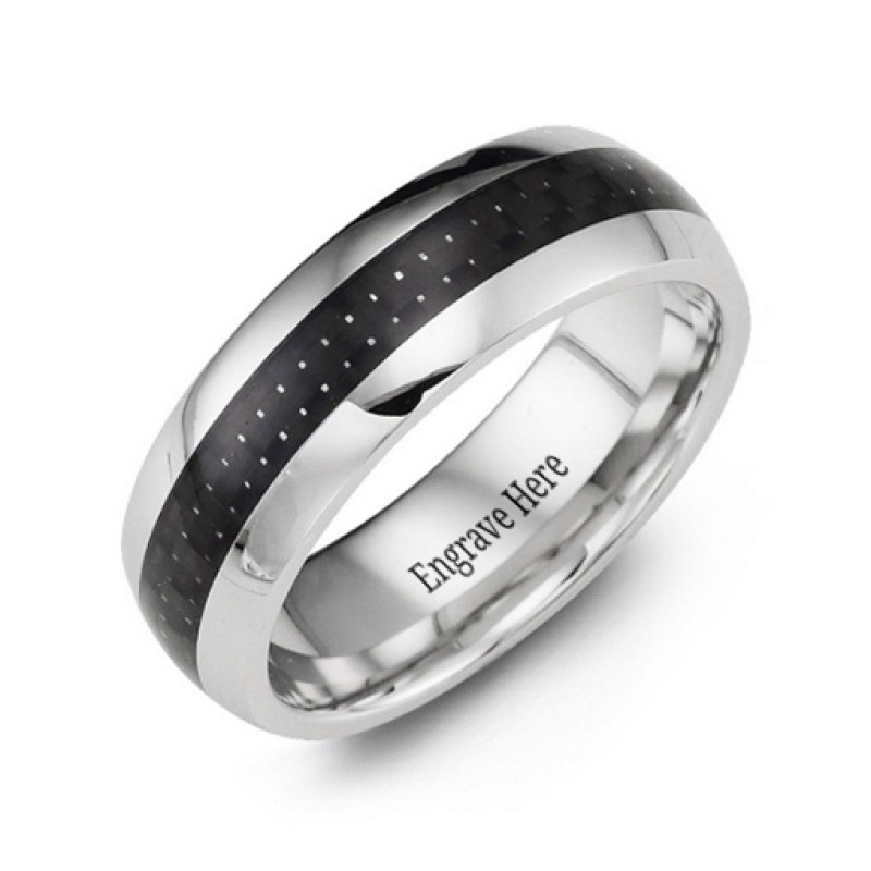 Polished cobalt and black ceramic men's ring