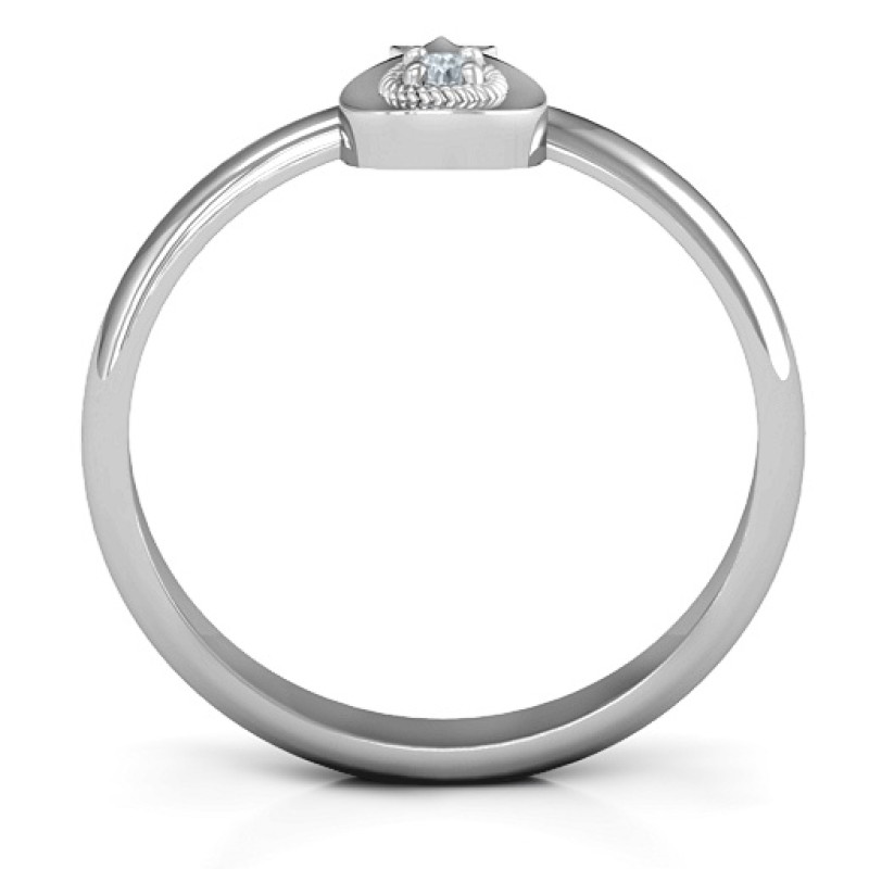 Pomegranate Ring with Chai symbol and round stone
