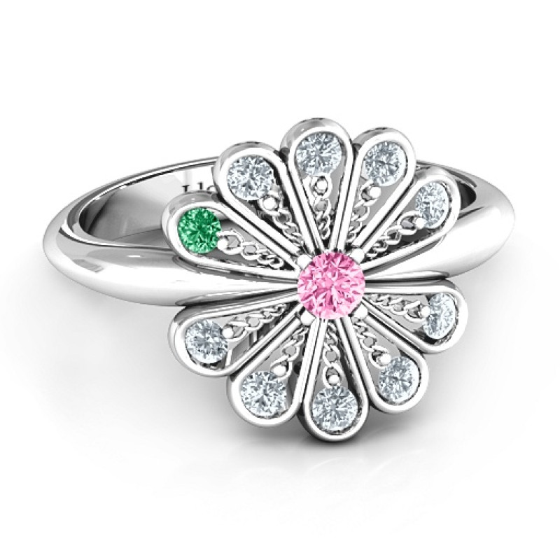 Pretty As A Peacock personalised birthstone ring