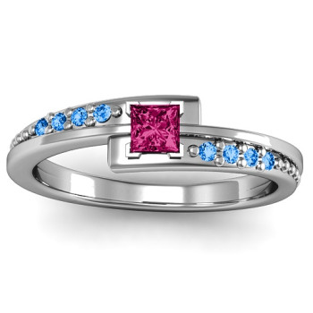 Princess Cut Ring with Accents Princess Cut Ring with Accents