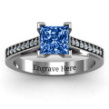 Princess Cut Ring with Channel Set Accents Princess-cut zirconia ring with channel-set accent stones