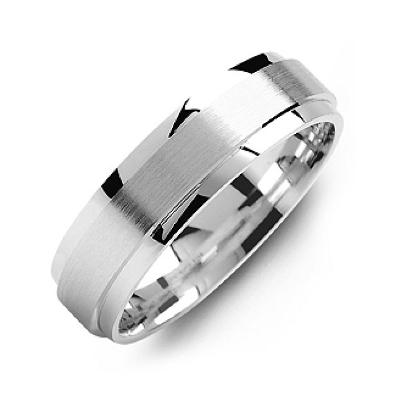 Raised Brush Centre Men's Ring Raised brush centre men's ring with flat polished edges