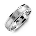 Ridged Men's Ring with Milgrain Edges Ridged men's ring with diamond-cut horizontal lines and milgrain edges