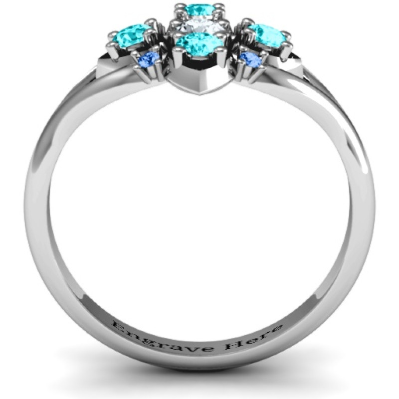 Round Stone Beehive Bloom Ring with accent stones