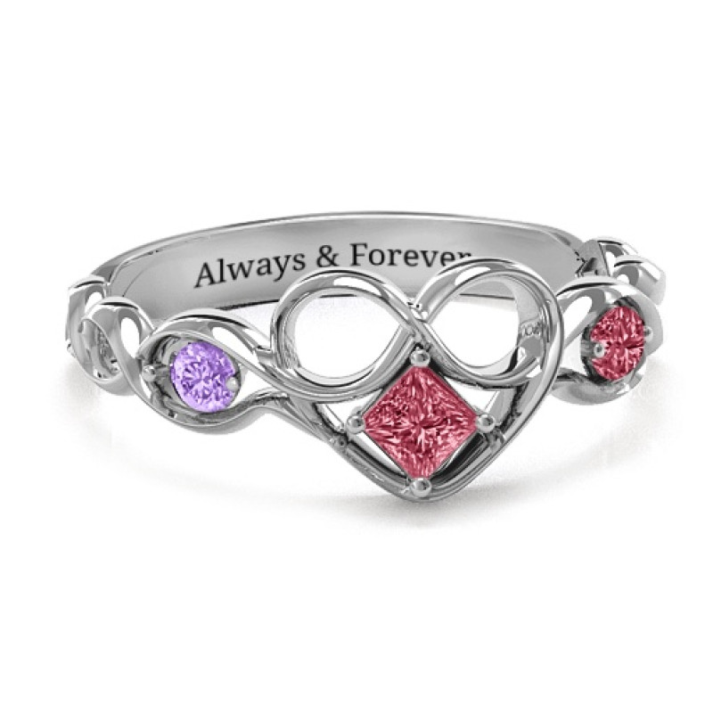 Shimmering Infinity Princess Stone Heart Ring Shimmering Infinity Princess Stone Heart Ring