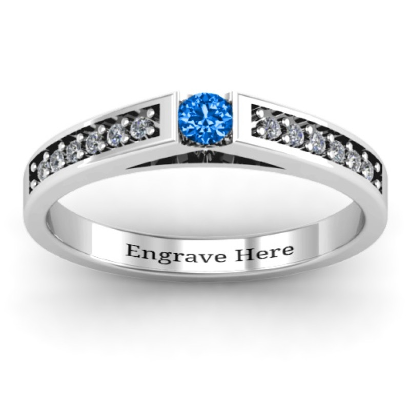 Solitaire bridge ring with shoulder accent stones