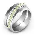 Sparkling Sash Ring with split-shank band and diagonal accent stones